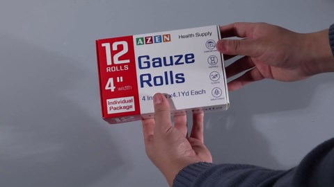 AZEN 12 Pack Gauze Rolls Bandages, 4 in x 4.1 Yards, Premium Medical Supplies & First Aid Supplies, Bandage Wrap Vet Wrap, Mummy Wraps