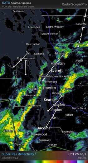 Thunderstorms coming off the Olympics…heading NE - west of Lynnwood has a storm. 6:15 pm Monday | Whatcom County Weather
