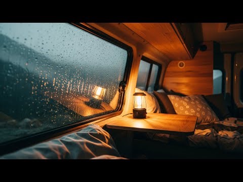 Calming Mountain Rainstorm ⛰️ | Heavy Rain on Camper Roof for Deep Sleep & Stress Relief