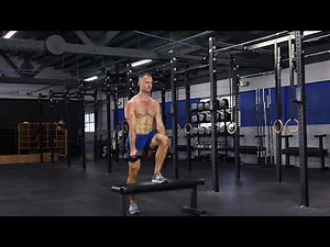 Dumbbell box step up to balance