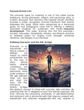 Purpose Driven Life in Character Education Worksheet Classwork, Homework