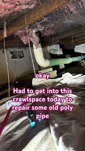 Under this nasty mobile home in 20 degree weather fixing a broken poly pipe. #sharkbite #handyman