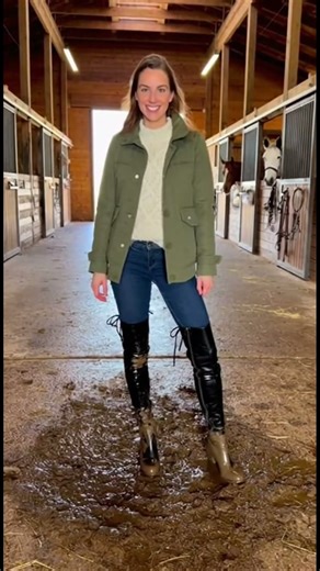 AI Muddy Overknee Boots in a Stable 👢 | #bootsinmud #highheels #ai #bootsinmud #highheelboots