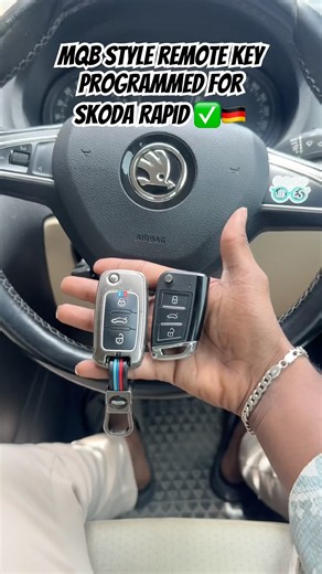 MQB Style Remote Key programmed for Skoda Rapid! 🚗🔑 Expert key programming by Chennai Key Makers.