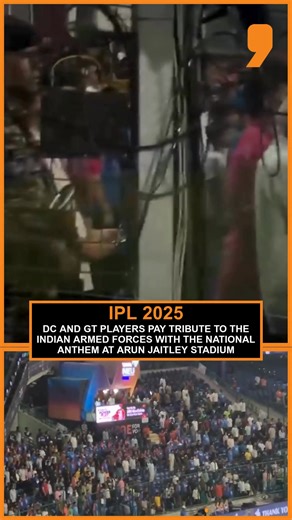 3.3K views · 32 reactions | #WATCH | Players from both Delhi Capitals (DC) and Gujarat Titans (GT) paid tribute to the Indian armed forces by standing for the national anthem at Delhi's Arun Jaitley Stadium on Sunday. The stadium echoed with patriotic energy as fans also stood to honour the nation. #DCvsGT #IPL2025 | NEWS9 | Facebook