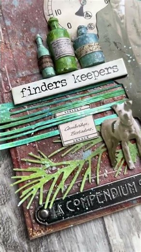 Mixed Media - rusty panel with Tim Holtz products