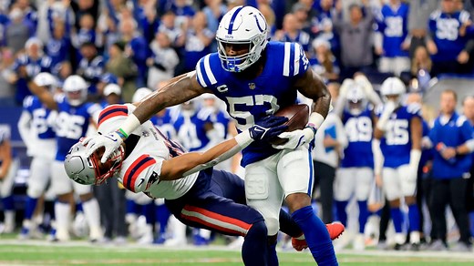 Darius Leonard reads Mac Jones' pass perfectly and stiff-arms WR after INT