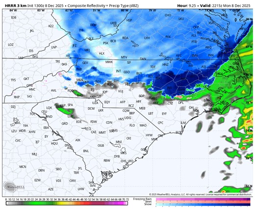 9:30am update. So far everything is going as expected with this system. Snow will continue for most of today with the heaviest snow falling between 10am and 1pm. Accumulations of 2 to 3 inches look likely for most of Rockingham County with higher accumulations in some locations, especially right along the NC/VA border. The temperature at 8am was 36° and has fallen to 33° at the time of this update. Temperatures will continue to fall and road conditions will deteriorate as the morning progresses.