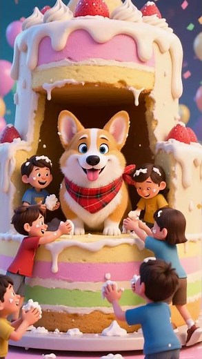Cute dog Bakes a Giant Cake : Funny Corgi & Kids Adventure #cartoon #animation #funny #heartwarming
