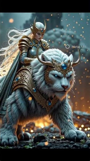 The Ice Queen and Her Giant Lion 🦁❄️ | Dark Fantasy Cinematic AI Video #darkfantasy#fantasyqueen