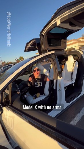 This is how I drive a #Tesla Model X without arms & legs! Follow to see how I get in and out of this incredible vehicle! But can I really drive it? Stay tuned for more info! #accessibility #motivational #fyp