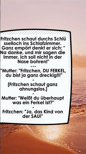 Fritzchen schaut durchs Schlüsselloch ins Schlafzimmer