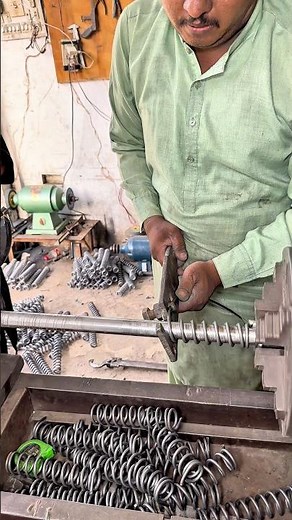 Steel Wire ➜ Perfect Compression Spring 🤯 Old Machine, Real Skill! #Shorts