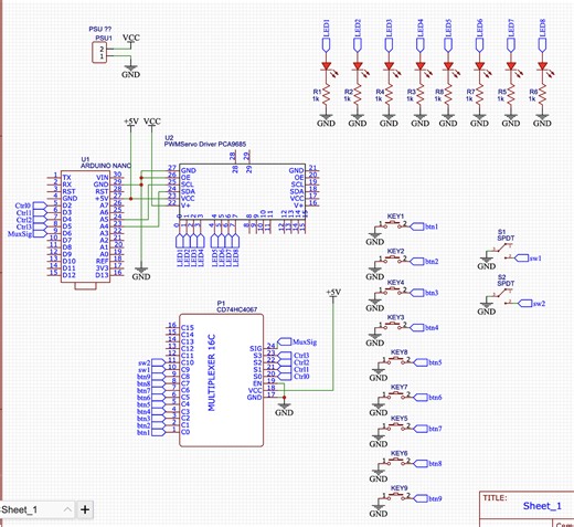 Busy box with multiple LEDs and buttons
