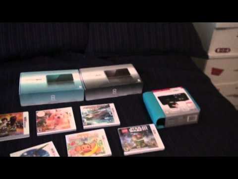 3DS Unboxing! ON RELEASE [USA] (+6 games & both colors!) [HD]