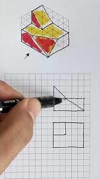 Views of a figure | front, top and side views of a piece in isometric 16