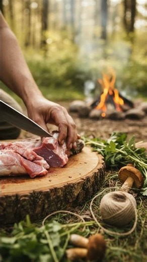 primitive rabbit trap catches dinner #survival #bushcraft #camping