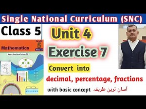 Class 5 unit 4 Exercise 7 SNC Maths | single National Curriculum| NBF |PTB| KTB| Sir Nadeem Munawar