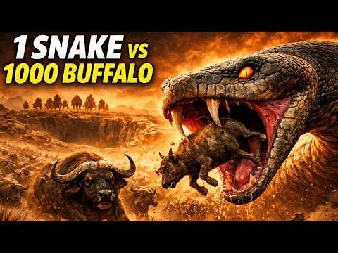 Prehistoric humans confront giant shapeshifting snakes. 1 Snake vs 1000 Buffalo