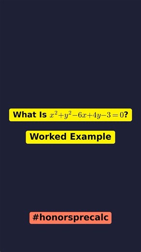 What is x² + y² − 6x + 4y − 3 = 0?