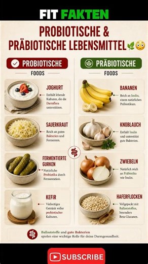 Probiotische & Präbiotische Lebensmittel 🌿 | Die besten Foods für deine Darmgesundheit #fitfakten
