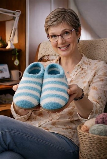 Crochet Felted Wool Slippers Pattern, Jolly Stripes (PDF Pattern)