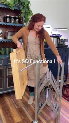 Origami foldable kitchen cart with butcher block top for farmhouse kitchens, cottage kitchens, and small spaces. This rolling kitchen prep cart provides extra counter space, organized storage shelves, and a movable workspace for from-scratch cooking. Designed to fold flat for easy storage, it’s ideal for apartments, tiny homes, pantry organization, and flexible kitchen setups without permanent installation. #FarmhouseKitchen #CottageKitchen #KitchenCart #SmallKitchenSolutions #TikTokShopHome @QV