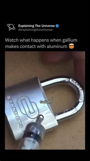 Explaining The Universe on Instagram: "Gallium is a soft, silvery metal famous for its unusually low melting point—just under 30°C—meaning it can melt in the warmth of your hand. Although it never occurs naturally as a pure metal, gallium is obtained as a by-product of refining aluminum and zinc ores. It has unique properties, such as expanding when it freezes and wetting or sticking to many surfaces, which makes it useful in specialized applications. Gallium is widely used in modern electronics