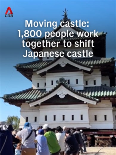 🏯 About 1,800 people came together in Aomori, Japan, over the weekend to pull a 360-tonne castle about two metres closer to its original place as part of renovation works. The keep – a fortified tower within a castle – was moved to allow repairs to a wall damaged in a major earthquake. The Hirosaki Castle will reportedly continue to be pulled by hand until the end of August, with machinery taking over for the remaining distance by the end of the year. #japannews #japan #aomori