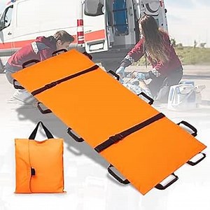 Portable Transport Stretcher with 12 Rubber Handles & Carrying Bag – Dog Stretcher & Gurney, Patient Animal Mover for Emergency Casualty Evacuation, 400lbs Capacity（Orange）