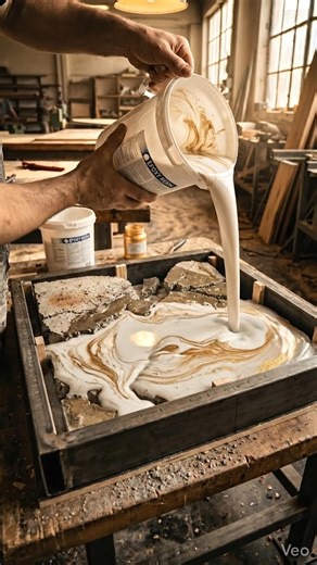 Cracked Concrete Into Luxury Coffee Table 😱 Epoxy Resin Transformation #shorts