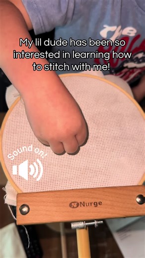 3 years old and he is loving it! Anytime I’m sitting at the kitchen table with my hoop stand he wants to come sit on my lap and help me with a few stitches. This piece is actually the fist that we are going to do completely together. A cute simple design of his favorite animal, a racoon! Stitching is a great skill for young kids! From fine motor skills to learning to find calm and sit still for even just a few minutes, I’m hoping this is a skill he keeps with him for the rest of his life. #mommy