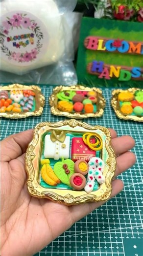 Miniature Thamboolam Plates Made With Clay🥥💕#diy #returngifts #fridgemagnets #shorts #viral