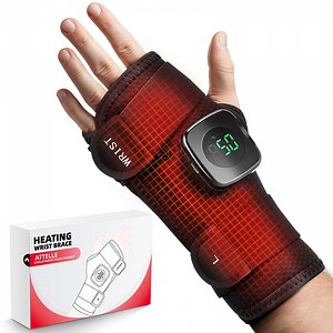 Heated Wrist Wrap, Cordless Wrist Heating Pad Wrist Thumb Brace for Carpal Tunnel Sprains, Hand Discomfort, Rechargeable Heated Wrist Wrap Brace with 3 Heat Levels, Left Hand (Black)