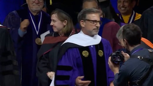 Steve Carell breaks out into dance during Northwestern University commencement speech