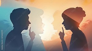 A characters shadow comes to life and starts whispering negative thoughts into their ear. 2d animation