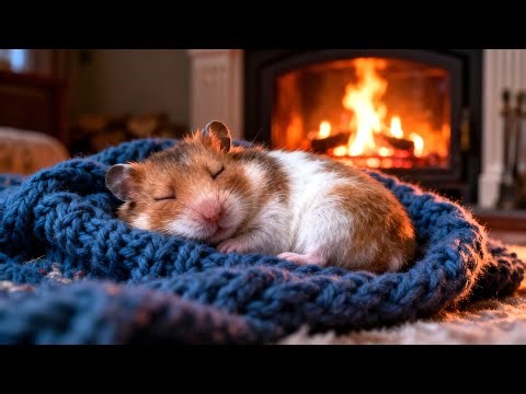 This Sleeping Hamster Will Make You Sleep Fast | Fireplace 10 Hours Ambience | 4K | Sleep Sounds