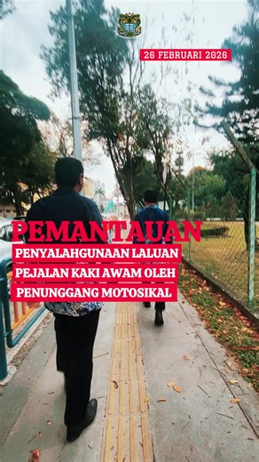 PEMANTAUAN PENYALAHGUNAAN LALUAN PEJALAN KAKI OLEH PENUNGGANG MOTOSIKAL Petang kelmarin (26 Februari 2026) Pengarah Penguatkuasaan MBPP, YBrs. Encik Noor Azrein Bin Noorazlan Ong, Pengarah Penguatkuasaan dalam sesi pemantauan lalulintas di Jalan Residensi bersama YBhg. Datuk Bandar telah memberi teguran dan amaran kepada penunggang motosikal untuk tidak menyalahgunakan laluan pejalan kaki. Menunggang motosikal di atas laluan pejalan kaki adalah satu kesalahan lalu lintas yang serius. Tindakan in