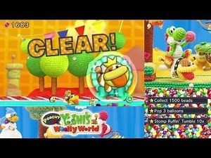 Poochy & Yoshi's Woolly World - All Poochy Levels (Poochy Hut) All Missions