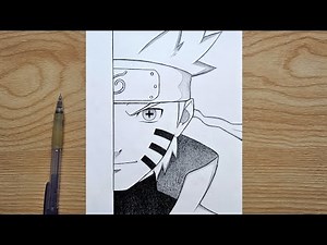 How to draw Naruto Uzumaki ( 6 paths ) | Naruto step by step | Easy anime half face drawing tutorial