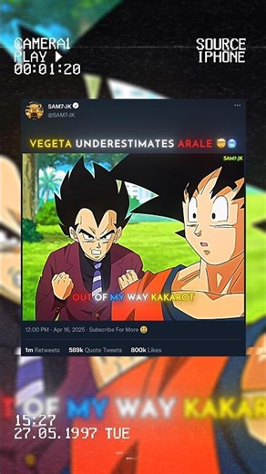 Arale Cooked Vegeta 🤯🥶 #dragonball #dbs #goku #vegeta #shorts #amv