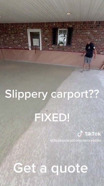 A super common problem that we solve for people is slippery carports This car was extremely slippery when wet so we installed our spray deck texture system