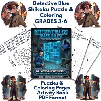 Detective Blue: Shikaku Math Logic Puzzles & Mystery (Grades 3-6)