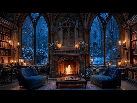 Cozy Winter Victorian Room by the Fireplace | Dark Academia Piano Music for Reading & Focus