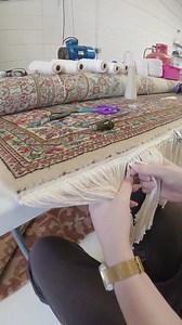 A complicated knot tie on a complicated fringe repair. | Arcadia Rug Spa