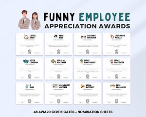 Employee Appreciation Awards Funny | Printable Office Superlatives | Staff Team Building Games | Digital Award Certificates | Spicy Coworker - Etsy