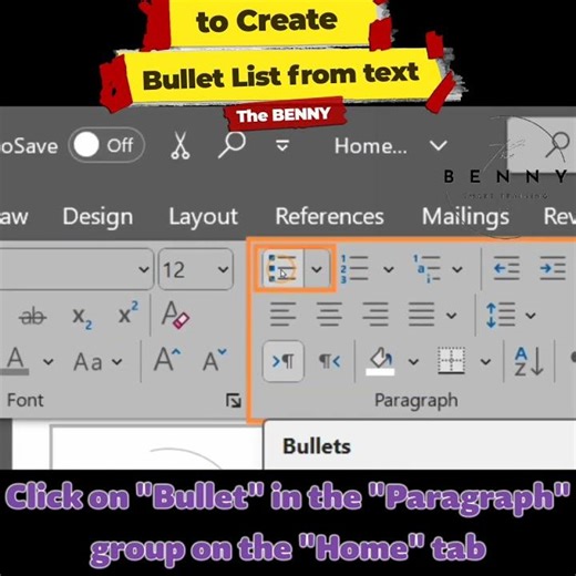 How to Create Bullet List from text in MS Word