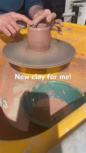 New clay! Iron rich stoneware. There’s what’s called ‘grog’ in some clays. Very sandy…