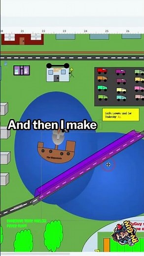 Making a city in a Google Drawing Day 54 Purple Pirate Bridge 🏴‍☠🌉