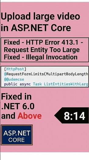 Upload Large Files in ASP.NET Core 6.0+ | Fix HTTP Error 413.1 Request Entity Too Large #shorts